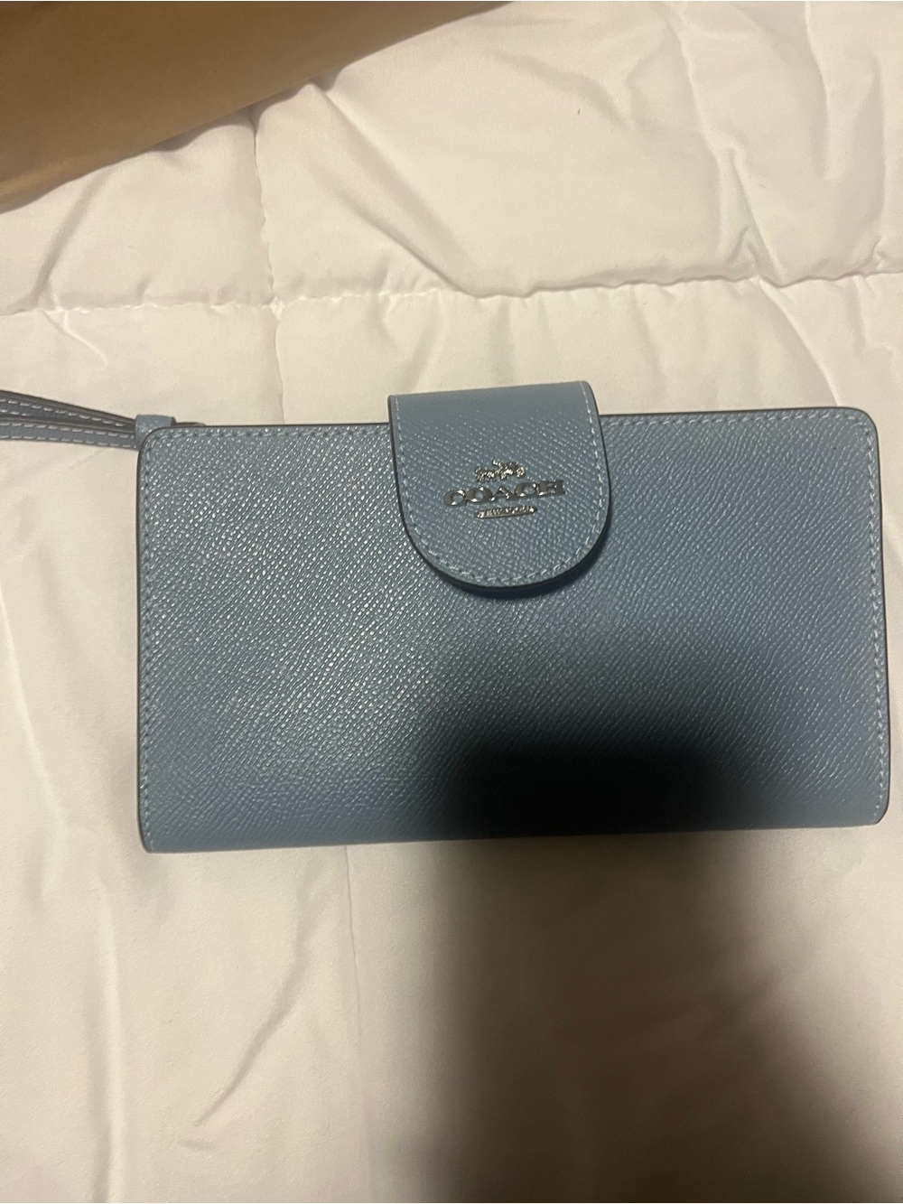Coach Navy Textured Leather Snap Wallet with Wristlet